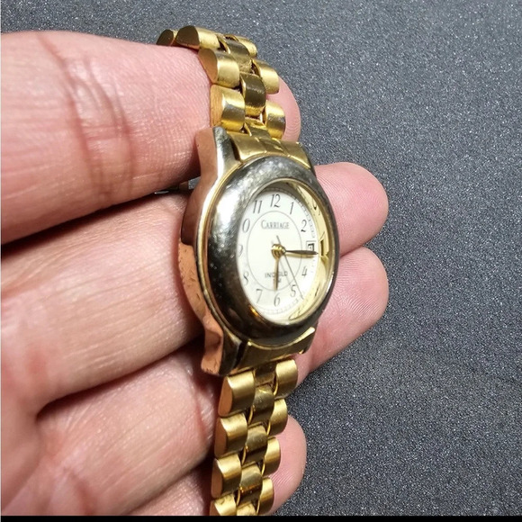 Carriage By Timex Indiglo Ladies Quartz Watch Date Just Gild Tone Working KK - Picture 3 of 9